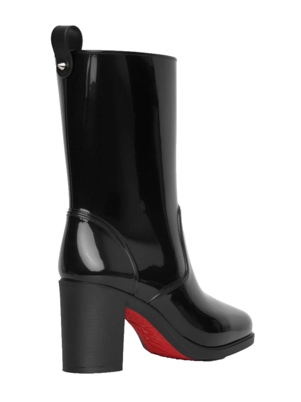New Christian Louboutin Loubirain Platform Rain Boots Heels Black 38 Rubber - Picture 12 of 13